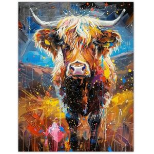 Artery8 Highland Cow Scottish Hairy Coo Paint Splat For Living Room Extra Large XL Wall Art Poster Print Artery8 Highland Cow Scottish Hairy Coo Paint Splat For Living Room Extra Large XL Wall Art Poster Print