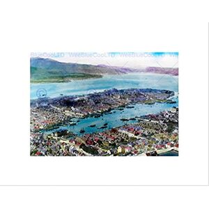 Wee Blue Coo VINTAGE ADDED COLOUR BERGEN HARBOUR NORWAY FJORD FRAMED ART PRINT MOUNT B12X3420 Wee Blue Coo VINTAGE ADDED COLOUR BERGEN HARBOUR NORWAY FJORD FRAMED ART PRINT MOUNT B12X3420
