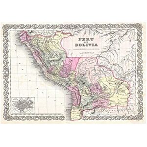 Wee Blue Coo Map 1855 Colton Peru Bolivia Vintage Wall Art Print Wee Blue Coo Map 1855 Colton Peru Bolivia Vintage Wall Art Print
