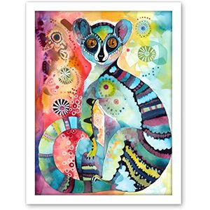 Artery8 Striped Ring-Tailed Lemur Multicoloured Folk Art Watercolour Painting Artwork Framed Wall Art Print 18X24 Inch Artery8 Striped Ring-Tailed Lemur Multicoloured Folk Art Watercolour Painting Artwork Framed Wall Art Print 18X24 Inch