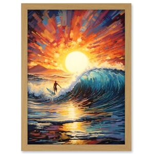 Artery8 Sunset Surf Waves Surfing Artwork Vibrant Blue Purple Orange Setting Sun Behind Surfer in Wavy Seascape Artwork Framed A3 Wall Art Print Artery8 Sunset Surf Waves Surfing Artwork Vibrant Blue Purple Orange Setting Sun Behind Surfer in Wavy Seascape Artwork Framed A3 Wall Art Print