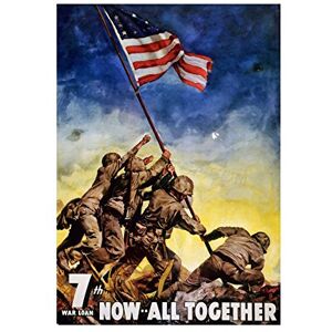 Wee Blue Coo War Loan Iwo Jima Stars Stripes Army USA Flag Vintage Wall Art Print Wee Blue Coo War Loan Iwo Jima Stars Stripes Army USA Flag Vintage Wall Art Print