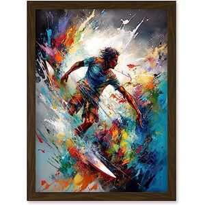 Artery8 - Surfer Rainbow Waves - Brown - A4 - Wall Art Print Artery8 - Surfer Rainbow Waves - Brown - A4 - Wall Art Print