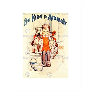 Wee Blue Coo POLITICAL ANIMAL WELFARE CHARITY KID CAT DOG KIND FRAMED ART PRINT B12X7646 Wee Blue Coo POLITICAL ANIMAL WELFARE CHARITY KID CAT DOG KIND FRAMED ART PRINT B12X7646