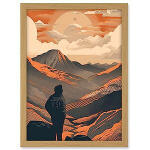 Artery8 Hike to the Top Hiker on Mountain Peak Landscape Artwork Framed A3 Wall Art Print Artery8 Hike to the Top Hiker on Mountain Peak Landscape Artwork Framed A3 Wall Art Print