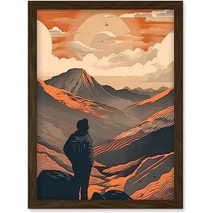 Artery8 Hike to the Top Hiker on Mountain Peak Landscape Artwork Framed Wall Art Print A4 Artery8 Hike to the Top Hiker on Mountain Peak Landscape Artwork Framed Wall Art Print A4