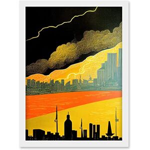 Artery8 - Modern Linocut London Skyline - Black - Framed - Wall Art Artery8 - Modern Linocut London Skyline - Black - Framed - Wall Art