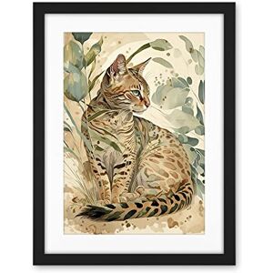 Artery8 Spotted Fur Coat Bengal Cat in Nature Pastel Watercolour Illustration Artwork Framed Wall Art Print 18X24 Inch Artery8 Spotted Fur Coat Bengal Cat in Nature Pastel Watercolour Illustration Artwork Framed Wall Art Print 18X24 Inch