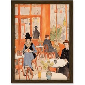 Artery8 A Bustling Parisian Cafe in the Style of Toulouse Lautrec Paris French Orange Artwork Framed A3 Wall Art Print Artery8 A Bustling Parisian Cafe in the Style of Toulouse Lautrec Paris French Orange Artwork Framed A3 Wall Art Print