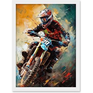 Artery8 Motocross Race Driver Sport Action Shot Painting Artwork Framed A3 Wall Art Print Artery8 Motocross Race Driver Sport Action Shot Painting Artwork Framed A3 Wall Art Print