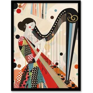 Artery8 Harpist Playing Harp Music Colourful Geometric Living Room Artwork Framed Wall Art Print A4 Artery8 Harpist Playing Harp Music Colourful Geometric Living Room Artwork Framed Wall Art Print A4