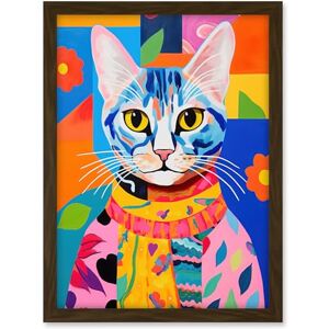 Artery8 The Cat in the Caftan Artwork Bold Bright Vibrant Modern Folk Art Acrylic Painting Kids Floral Pattern Artwork Framed A3 Wall Art Print Artery8 The Cat in the Caftan Artwork Bold Bright Vibrant Modern Folk Art Acrylic Painting Kids Floral Pattern Artwork Framed A3 Wall Art Print