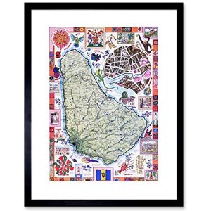 Wee Blue Coo Travel Barbados Caribbean Tropical Map Ad Picture Framed Wall Art Print Wee Blue Coo Travel Barbados Caribbean Tropical Map Ad Picture Framed Wall Art Print