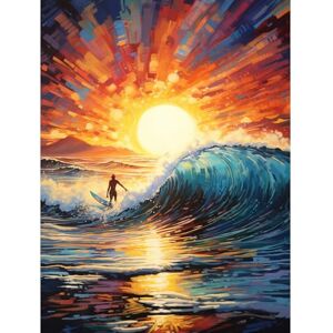 Artery8 Sunset Surf Waves Surfing Artwork Vibrant Blue Purple Orange Setting Sun Behind Surfer in Wavy Seascape Extra Large XL Wall Art Poster Print Artery8 Sunset Surf Waves Surfing Artwork Vibrant Blue Purple Orange Setting Sun Behind Surfer in Wavy Seascape Extra Large XL Wall Art Poster Print