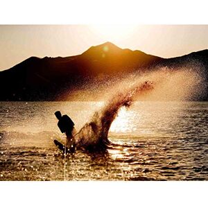 Wee Blue Coo SPORT PHOTO WATER SKIING SPRAY SILHOUETTE SUNSET ART PRINT POSTER MP4034B Wee Blue Coo SPORT PHOTO WATER SKIING SPRAY SILHOUETTE SUNSET ART PRINT POSTER MP4034B