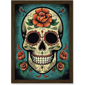 Artery8 Day of Dead Skull Old School USA Tattoo Ink Body Rockabilly Americana 50s Artwork Framed A3 Wall Art Print Artery8 Day of Dead Skull Old School USA Tattoo Ink Body Rockabilly Americana 50s Artwork Framed A3 Wall Art Print