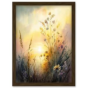 Artery8 Wildflower by Lakeside on a Misty Morning Sunrise Modern Watercolour Painting Artwork Framed Wall Art Print A4 Artery8 Wildflower by Lakeside on a Misty Morning Sunrise Modern Watercolour Painting Artwork Framed Wall Art Print A4