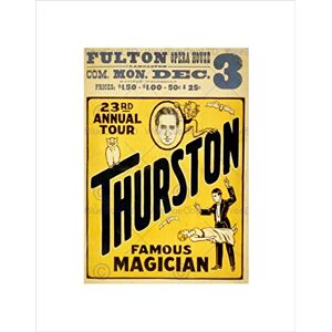 Wee Blue Coo THURSTON FULTON THE MAGICIAN VINTAGE ADVERT BLACK FRAMED ART PRINT B12X2556 Wee Blue Coo THURSTON FULTON THE MAGICIAN VINTAGE ADVERT BLACK FRAMED ART PRINT B12X2556