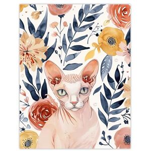 Artery8 Sphynx Cat Lover Floral Watercolour Portrait Living Room Large Wall Art Poster Print Thick Paper 18X24 Inch Artery8 Sphynx Cat Lover Floral Watercolour Portrait Living Room Large Wall Art Poster Print Thick Paper 18X24 Inch