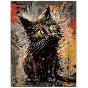 Artery8 The Curious Black Cat Painting By Tom Jones Extra Large XL Wall Art Poster Print Artery8 The Curious Black Cat Painting By Tom Jones Extra Large XL Wall Art Poster Print