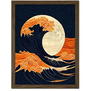 Wee Blue Coo The Great Wave at Full Moon Modern Japanese Seascape Woodblock Artwork Framed Wall Art Print 18X24 Inch Wee Blue Coo The Great Wave at Full Moon Modern Japanese Seascape Woodblock Artwork Framed Wall Art Print 18X24 Inch