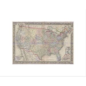 Wee Blue Coo Map Illustrated Antique Mitchell USA Wall Art Print Wee Blue Coo Map Illustrated Antique Mitchell USA Wall Art Print