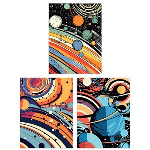 Artery8 Set of 3 Space Cosmos Planets Abstract Comic Book Style Kids Bedroom Bright Orange and Blues Unframed Wall Art Living Room Poster Prints Pack Artery8 Set of 3 Space Cosmos Planets Abstract Comic Book Style Kids Bedroom Bright Orange and Blues Unframed Wall Art Living Room Poster Prints Pack