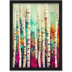 Wee Blue Coo Abstract Multi Coloured Birch Tree Forest Vibrant Colourful Oil Painting Artwork Framed Wall Art Print A4 Wee Blue Coo Abstract Multi Coloured Birch Tree Forest Vibrant Colourful Oil Painting Artwork Framed Wall Art Print A4