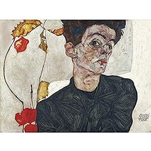 Fine Art Prints Egon Schiele Selbstporträt mit Physalis Kunstdruck auf Leinwand, Premium-Wanddekoration, Poster Wandbild Fine Art Prints Egon Schiele Selbstporträt mit Physalis Kunstdruck auf Leinwand, Premium-Wanddekoration, Poster Wandbild