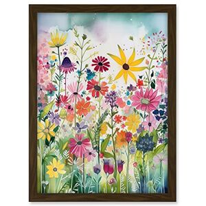 Artery8 Bright Wildflower Floral Blooms Folk Art Artwork Framed A3 Wall Art Print Artery8 Bright Wildflower Floral Blooms Folk Art Artwork Framed A3 Wall Art Print