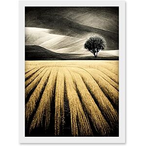 Doppelganger33 LTD Lone Tree In Field Of Golden Wheat Landscape Modern Painting Artwork Framed Wall Art Print A4 Doppelganger33 LTD Lone Tree In Field Of Golden Wheat Landscape Modern Painting Artwork Framed Wall Art Print A4