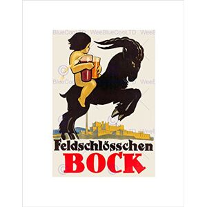 Wee Blue Coo Advert Feldschlosschen Bock Beer Swiss Goat Kid Wall Art Print Wee Blue Coo Advert Feldschlosschen Bock Beer Swiss Goat Kid Wall Art Print