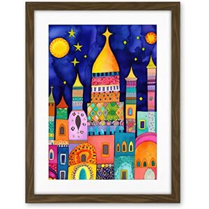 Artery8 Islamic Cityscape Moonlight Mosque Folk Art Artwork Framed Wall Art Print 18X24 Inch Artery8 Islamic Cityscape Moonlight Mosque Folk Art Artwork Framed Wall Art Print 18X24 Inch