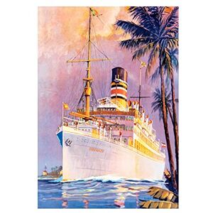 Wee Blue Coo Painting Travel Transport Ocean Liner Ship Boat Palm Tree Wall Art Print Wee Blue Coo Painting Travel Transport Ocean Liner Ship Boat Palm Tree Wall Art Print