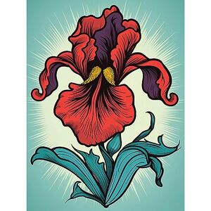 Artery8 Red Iris Flower Old School USA Tattoo Ink Body Rockabilly Americana 50s Extra Large XL Wall Art Poster Print Artery8 Red Iris Flower Old School USA Tattoo Ink Body Rockabilly Americana 50s Extra Large XL Wall Art Poster Print