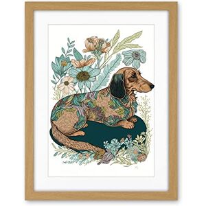 Artery8 Multicoloured Fur Dachshund Dog with Spring Flowers Modern Watercolour Illustration Artwork Framed Wall Art Print 18X24 Inch Artery8 Multicoloured Fur Dachshund Dog with Spring Flowers Modern Watercolour Illustration Artwork Framed Wall Art Print 18X24 Inch