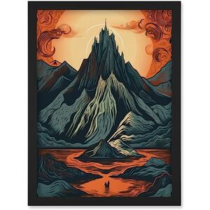 Artery8 Erebor The Lonely Mountain Landscape Illustration Artwork Framed Wall Art Print A4 Artery8 Erebor The Lonely Mountain Landscape Illustration Artwork Framed Wall Art Print A4