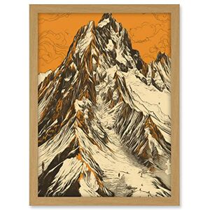 Artery8 K2 Mountain Peak Summit Climbers White and Orange Artwork Framed A3 Wall Art Print Artery8 K2 Mountain Peak Summit Climbers White and Orange Artwork Framed A3 Wall Art Print