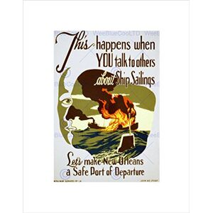 Wee Blue Coo War U Boat Ship USA New Orleans Vintage Advert Retro Wall Art Print Wee Blue Coo War U Boat Ship USA New Orleans Vintage Advert Retro Wall Art Print