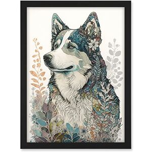 Artery8 Siberian Husky Dog Nature Spirit Animal Modern Multicoloured Illustration Artwork Framed A3 Wall Art Print Artery8 Siberian Husky Dog Nature Spirit Animal Modern Multicoloured Illustration Artwork Framed A3 Wall Art Print