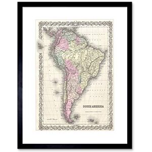 Wee Blue Coo 1855 Colton Map South America Vintage Framed Art Print Picture & Mount F12X013 Wee Blue Coo 1855 Colton Map South America Vintage Framed Art Print Picture & Mount F12X013