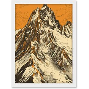 Artery8 K2 Mountain Peak Summit Climbers White and Orange Artwork Framed A3 Wall Art Print Artery8 K2 Mountain Peak Summit Climbers White and Orange Artwork Framed A3 Wall Art Print