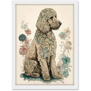Artery8 Poodle Dog with Flower Fur Coat Modern Boho Watercolour Illustration Artwork Framed A3 Wall Art Print Artery8 Poodle Dog with Flower Fur Coat Modern Boho Watercolour Illustration Artwork Framed A3 Wall Art Print
