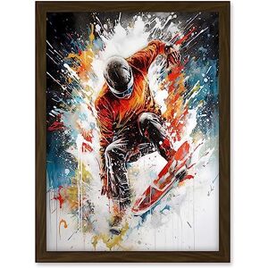 Artery8 Extreme Sports Snowboarding Paint Splat Portrait Artwork Framed A3 Wall Art Print Artery8 Extreme Sports Snowboarding Paint Splat Portrait Artwork Framed A3 Wall Art Print