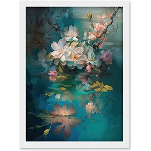 Artery8 Low Hanging Cherry Blossom Branch in River Stream Modern Watercolour Painting Artwork Framed Wall Art Print A4 Artery8 Low Hanging Cherry Blossom Branch in River Stream Modern Watercolour Painting Artwork Framed Wall Art Print A4