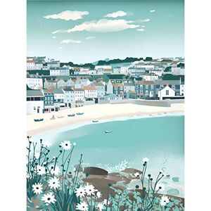 Artery8 St Ives Bay Daisies Soft Pastel Coastal Cityscape Extra Large XL Wall Art Poster Print Artery8 St Ives Bay Daisies Soft Pastel Coastal Cityscape Extra Large XL Wall Art Poster Print