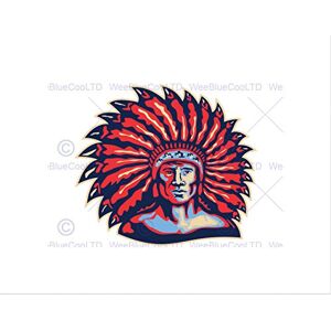 Wee Blue Coo Painting Native American Indian Headdress Wall Art Print Wee Blue Coo Painting Native American Indian Headdress Wall Art Print