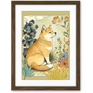 Artery8 Shiba Inu Dog in Flower Field Modern Pastel Watercolour Illustration Artwork Framed Wall Art Print 18X24 Inch Artery8 Shiba Inu Dog in Flower Field Modern Pastel Watercolour Illustration Artwork Framed Wall Art Print 18X24 Inch