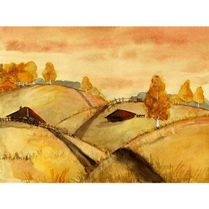 Fine Art Prints Watercolour Russian Fields Landscape Large Wall Art Print Canvas Premium Poster Fine Art Prints Watercolour Russian Fields Landscape Large Wall Art Print Canvas Premium Poster