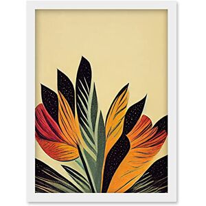 Wee Blue Coo Abstract Retro Art Nouveau Flowers in Bloom Black Gold Artwork Framed Wall Art Print A4 Wee Blue Coo Abstract Retro Art Nouveau Flowers in Bloom Black Gold Artwork Framed Wall Art Print A4